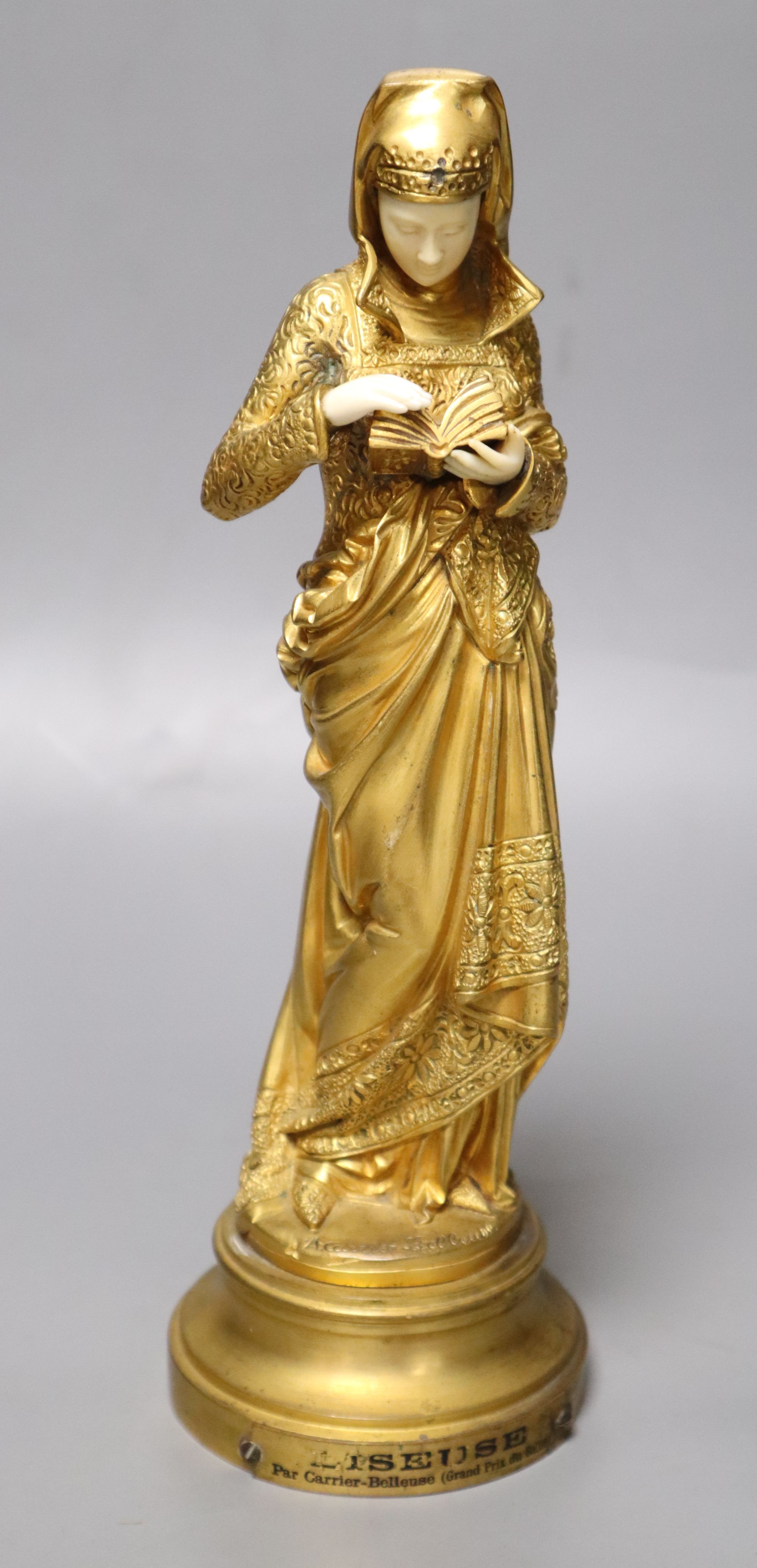 After Carrier-Belleuse. A gilt bronze and ivory figure, height 25cm